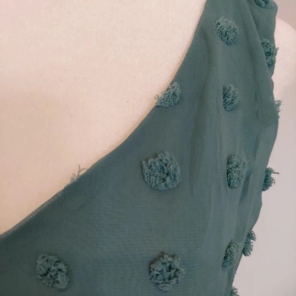NWT Emerald Sundae Seafoom Green Pom Pom Mini Dress Sz M - Picture 7 of 16